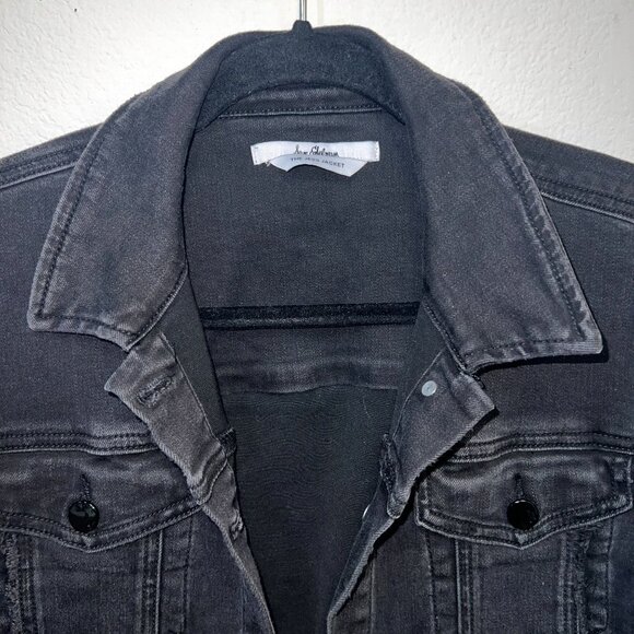 Sam Edelman The Jess Denim Oversized Jacket Frayed Hem Jean Sweater Stretch Med - Picture 7 of 10